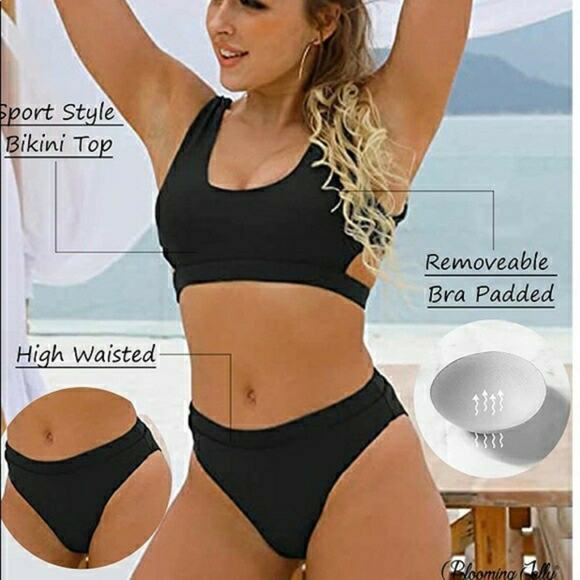 NWT Blooming Jelly High Waisted Crop Top Cut Out Cheeky High Rise Bikini   Large - Picture 3 of 11